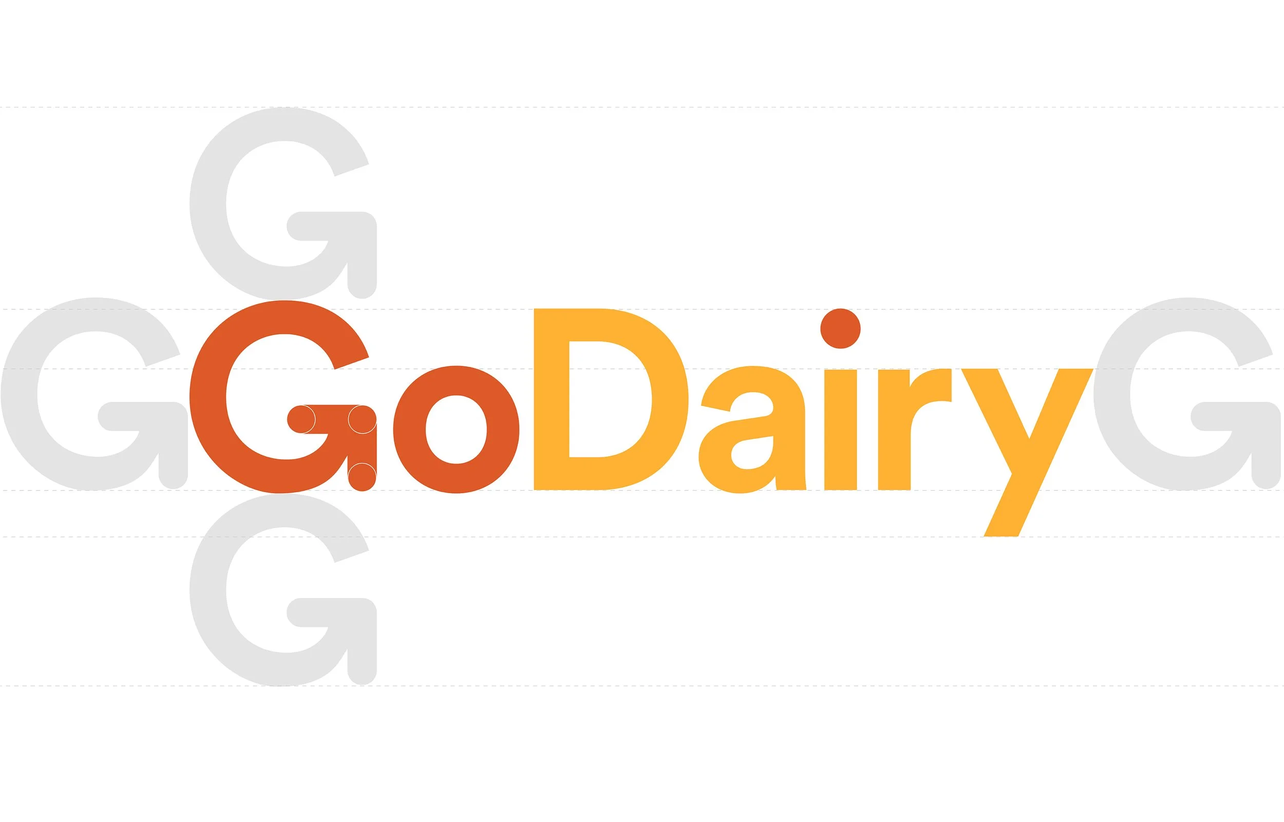 Workings of Go Dairy typography.