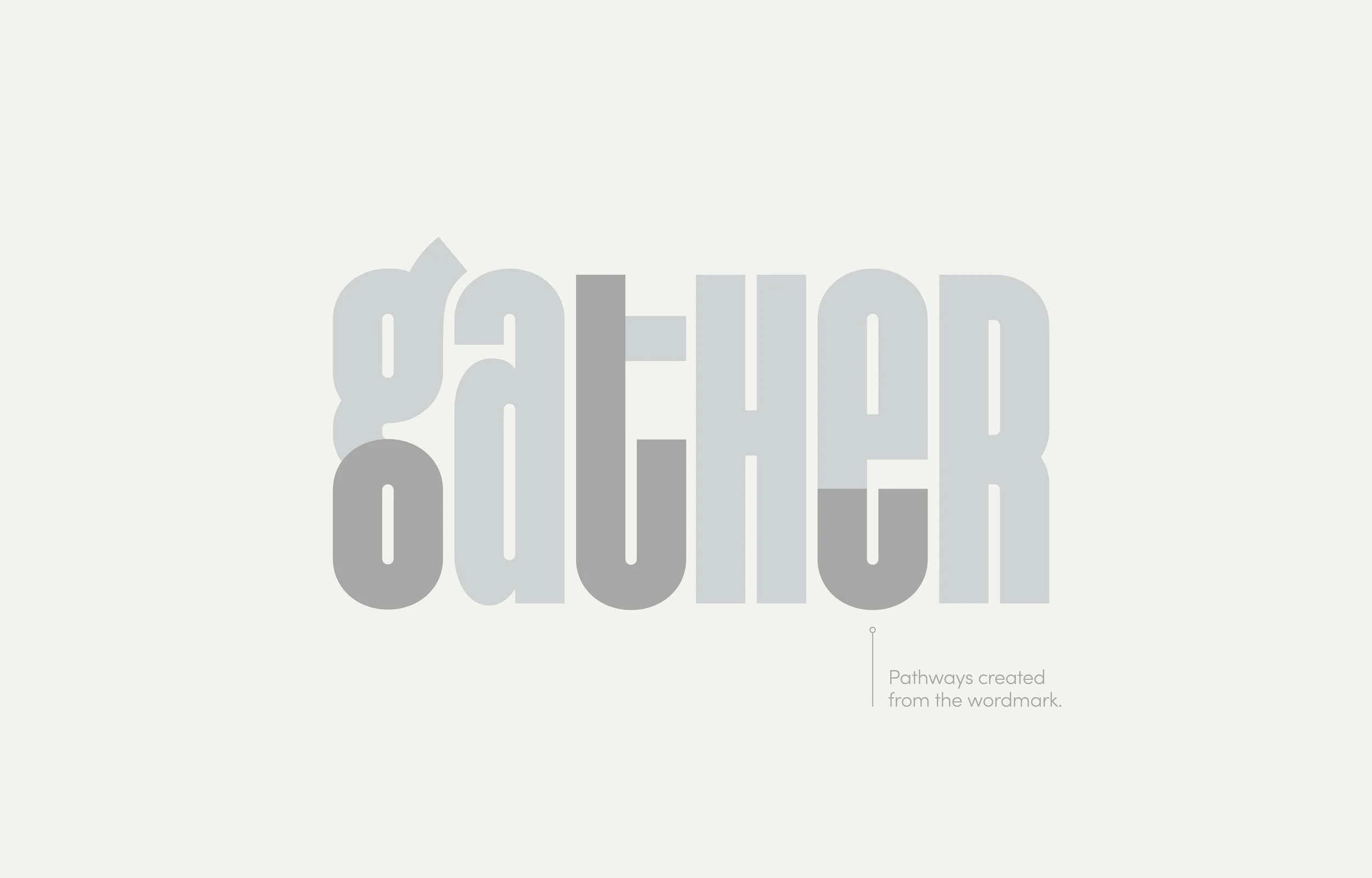 Graphic design with words 'Pathways created from the wordmark' and stylized, overlapping text.