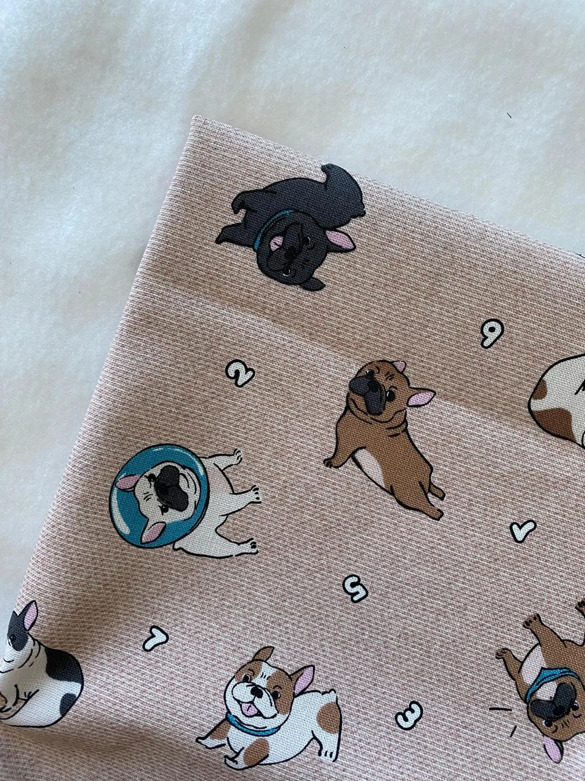 數字法鬥(粉紅) Pink French Bulldog with Numbers -棉布 cotton