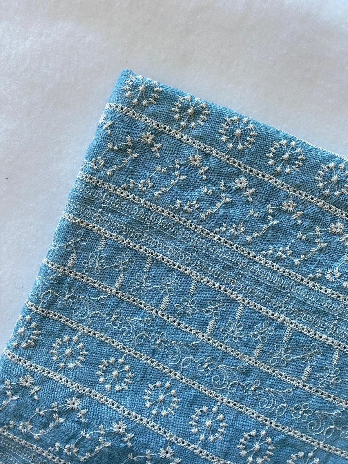 藍色花花刺繡 Blue Floral Embroidery -棉布 cotton