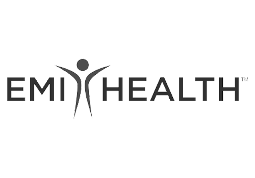 EMI Health logo with stylized human figure between the words 'EMI' and 'HEALTH' on a black background.