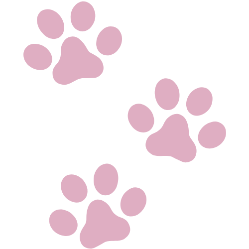 Three pink paw prints on a black background.