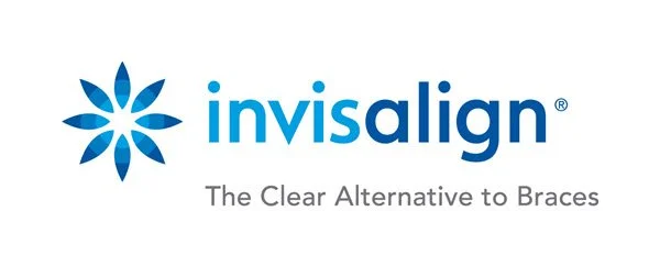 Invisalign logo with tagline 'The Clear Alternative to Braces'.