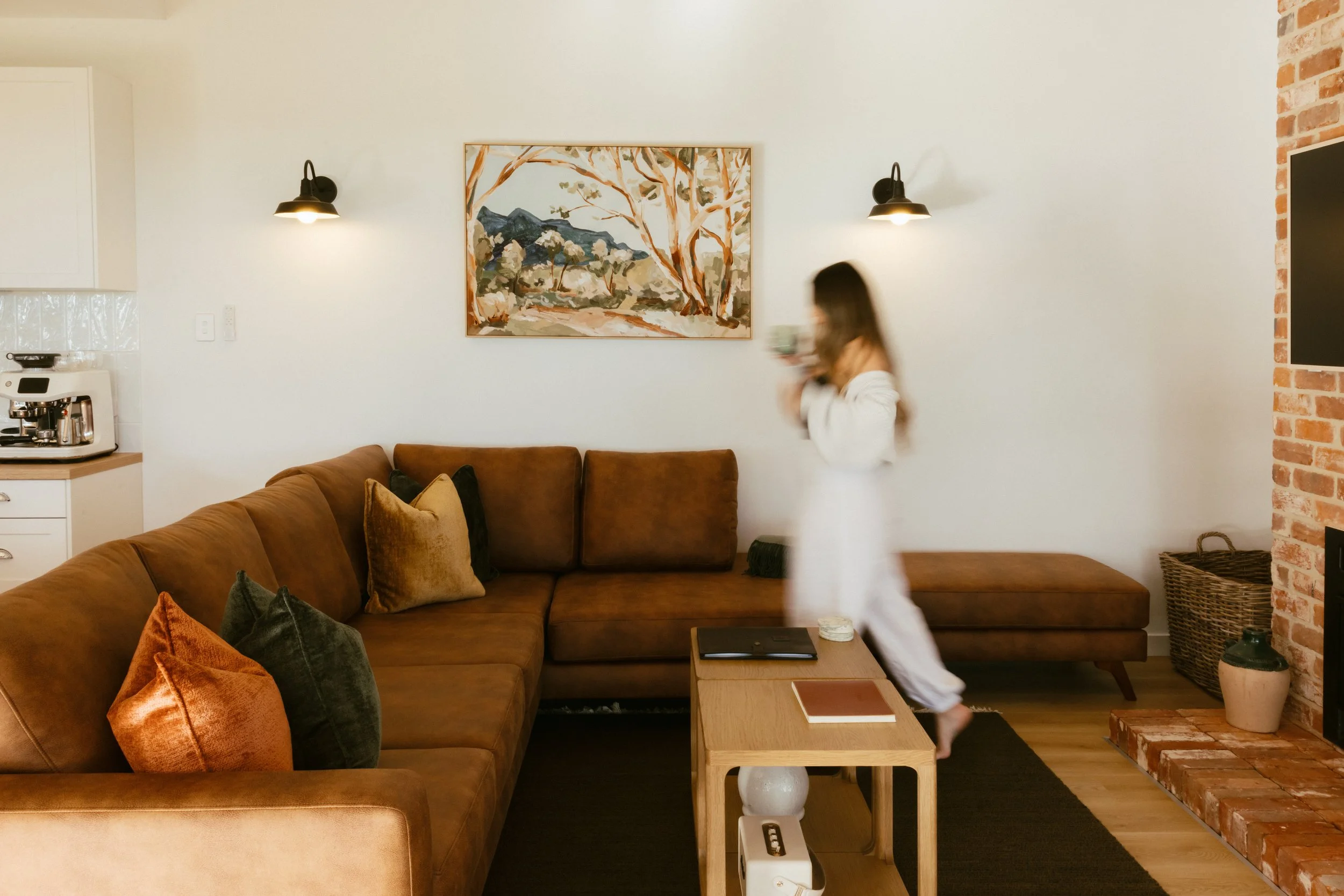 Style and comfort combine for the perfect movie night in front of the open fire, marshmellows on the house