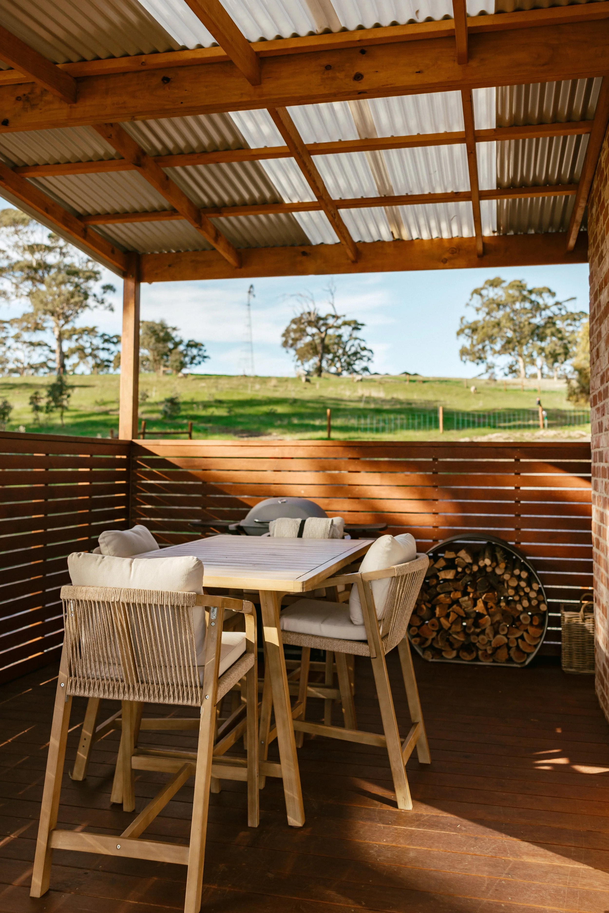 Outdoor dining and Weber Q gas BBQ