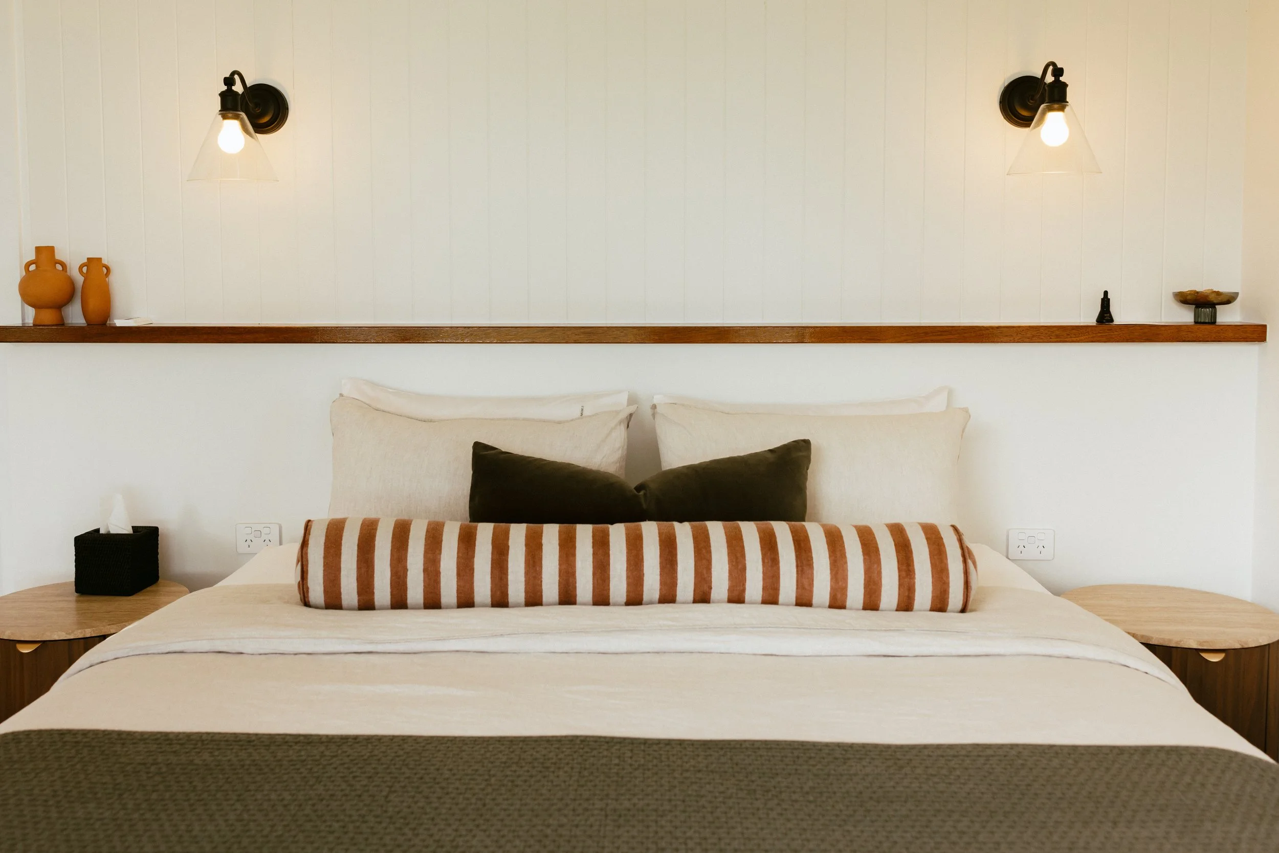 Master bedroom with king size bed and breathtaking views over vineyards to the coast