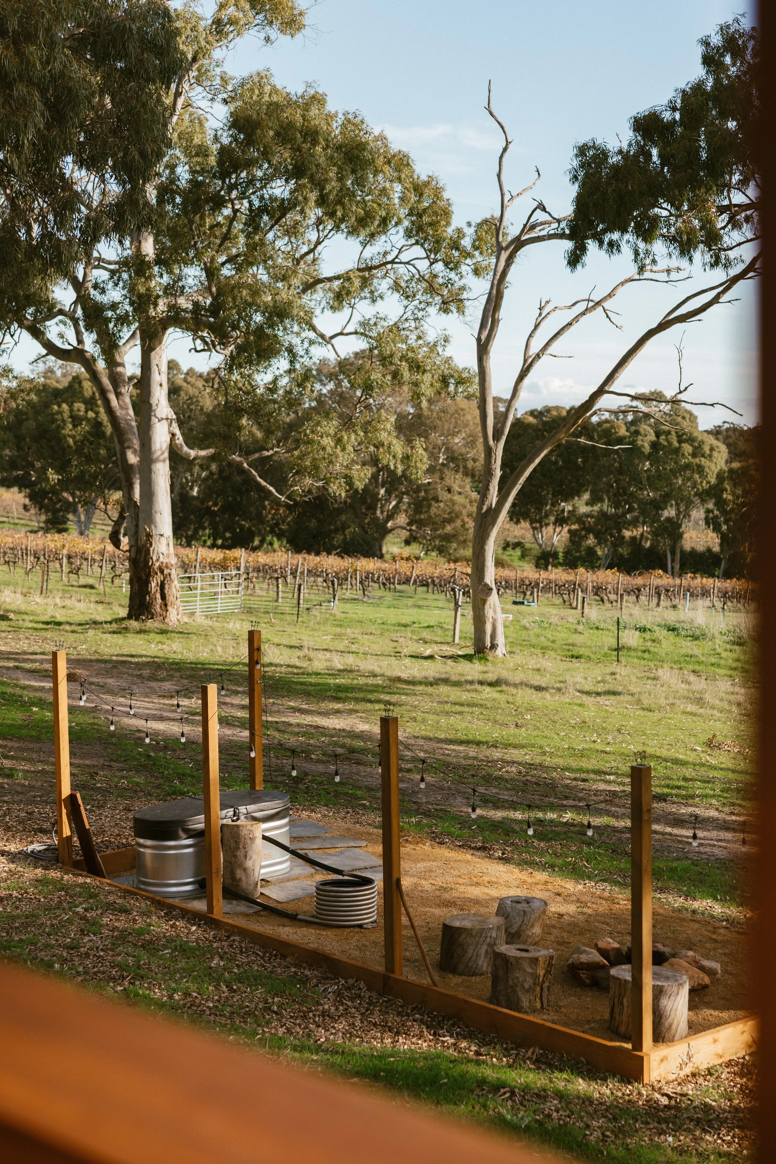 Escape Two’s private fire-tub and campfire, a perfect romantic evening under the stars