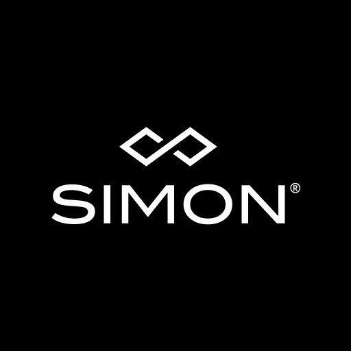 Black background with a white logo featuring interlocked diamonds and the word "SIMON" underneath.