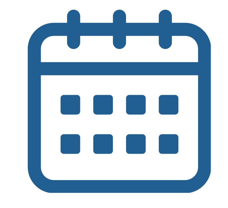 Icon of a calendar with a grid layout representing dates.