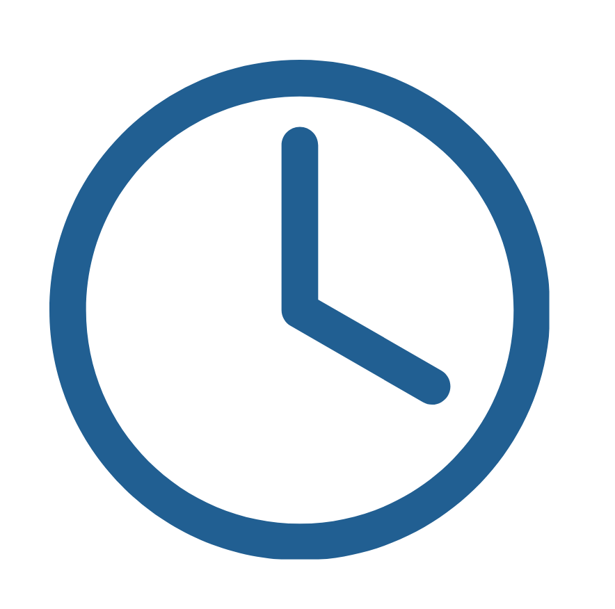 A blue clock showing the time as 3:00.