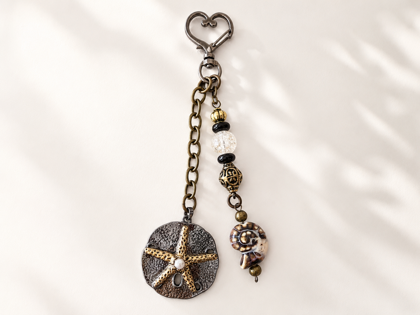 Antique Starfish & Shell Coastal Bag Charm