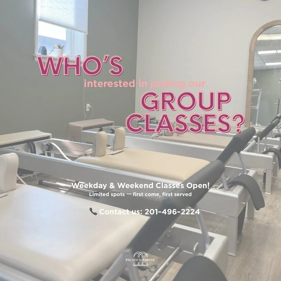 ✨ New Group Classes at Pilates Amuse ✨
Looking to stay consistent and strong this season?
Our small group classes are the perfect way to deepen your practice in a supportive, focused environment.

📅 Schedule Options
&bull; 2x/week &mdash; $350
&bull