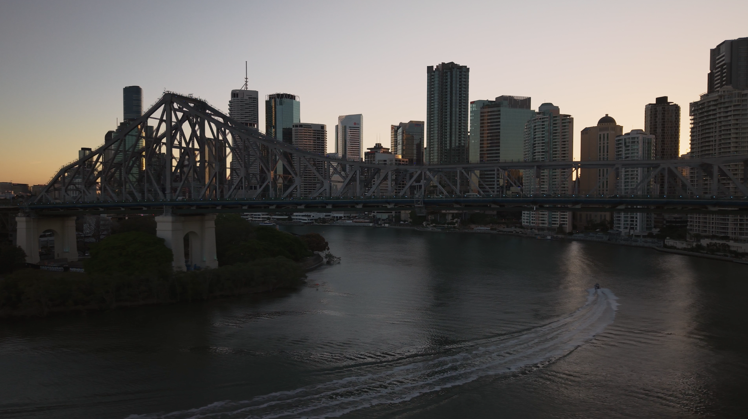 Brisbane River Fast Boat Stock Footage