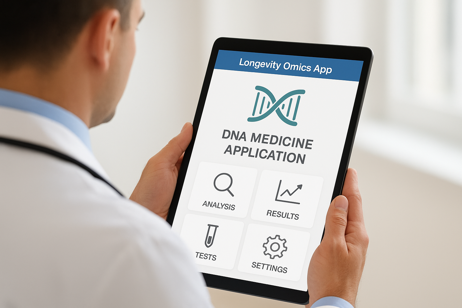 Tablet showing a DNA medicine application