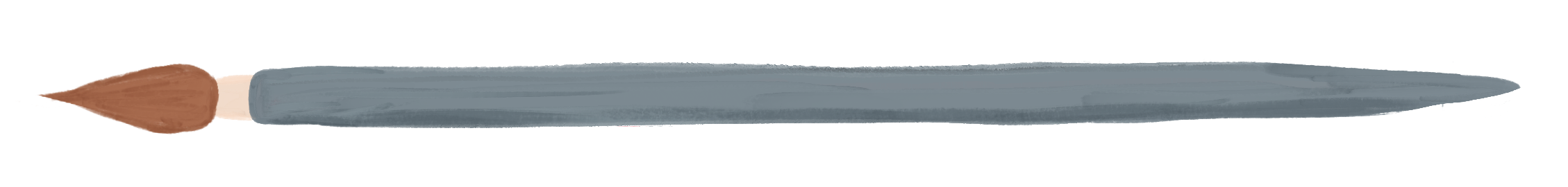 A painted brush with a brown tip, a gray body.