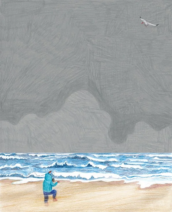 meisje aan het strand met storm.jpg