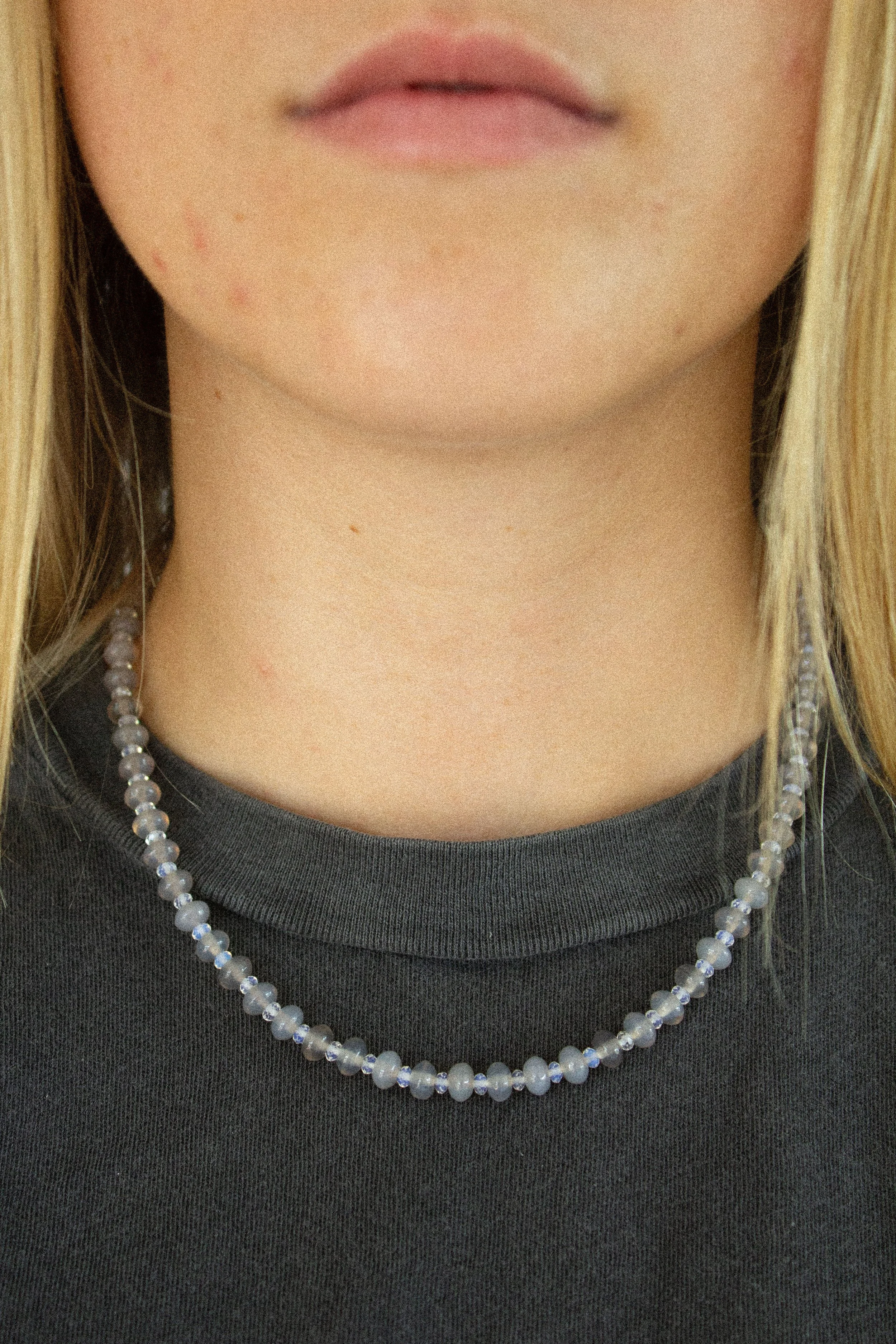 Grey Agate Beaded Necklace