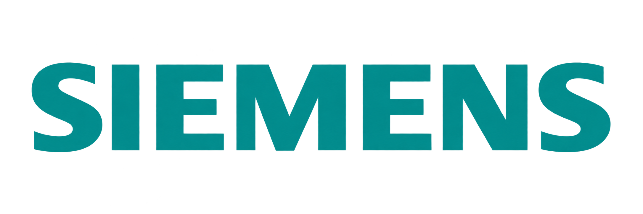 The logo of Siemens, displaying the company name in large, teal, 3D letters with a dark blue underline.