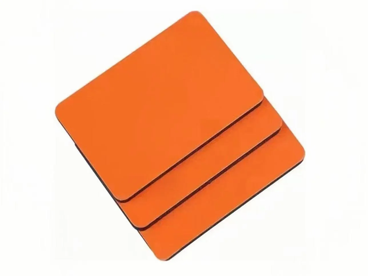 Three orange square tiles stacked on top of each other, slightly offset.
