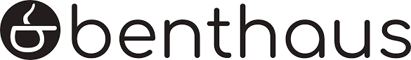 Das Bild zeigt das Logo von Benthus, bestehend aus einem schwarzen Symbol mit einem stilisierten Topf mit Deckel und dem schwarzen Schriftzug 'benthus'.