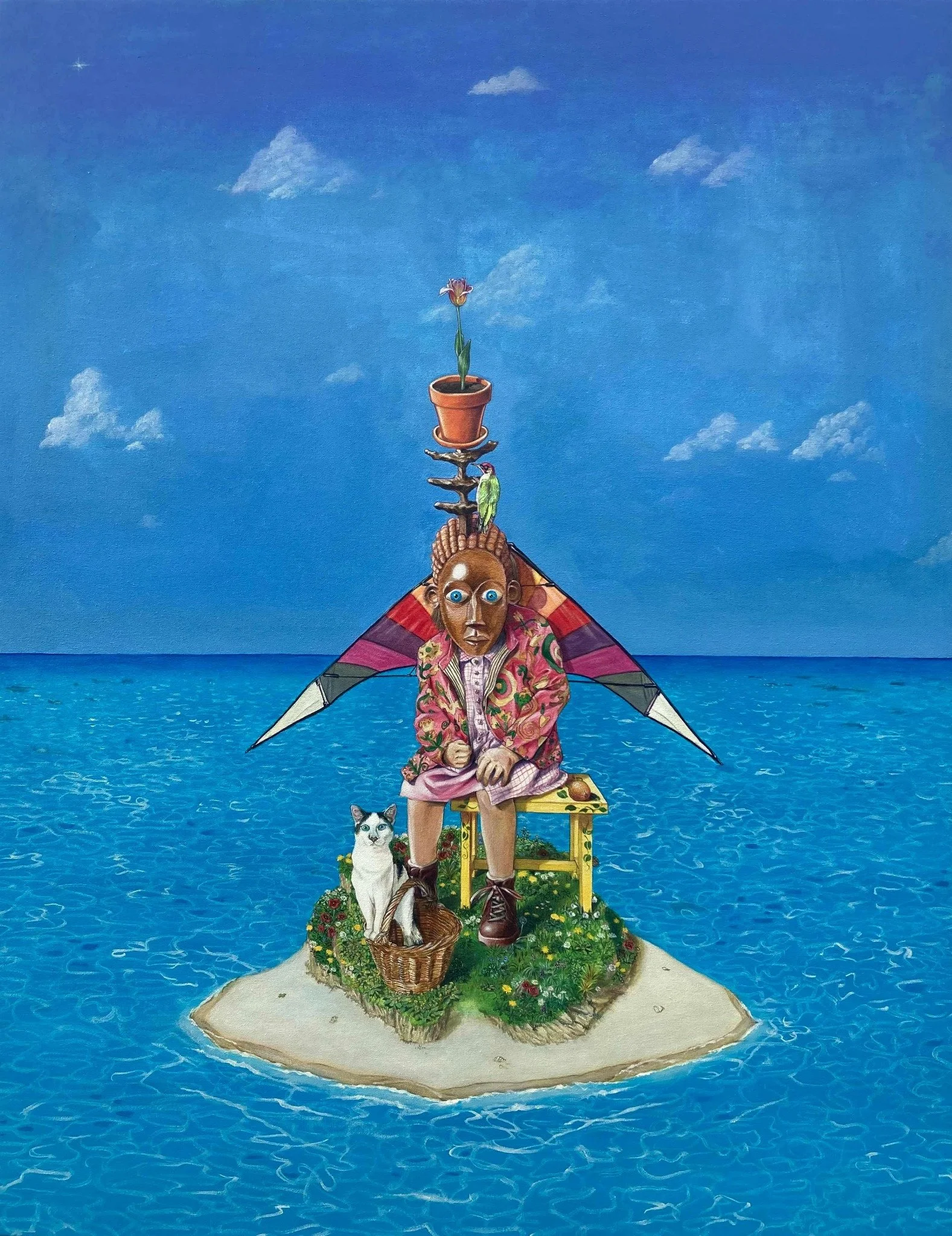 Mart'man et Djimbo, 2025, acrylique sur toile, 73x92 cm