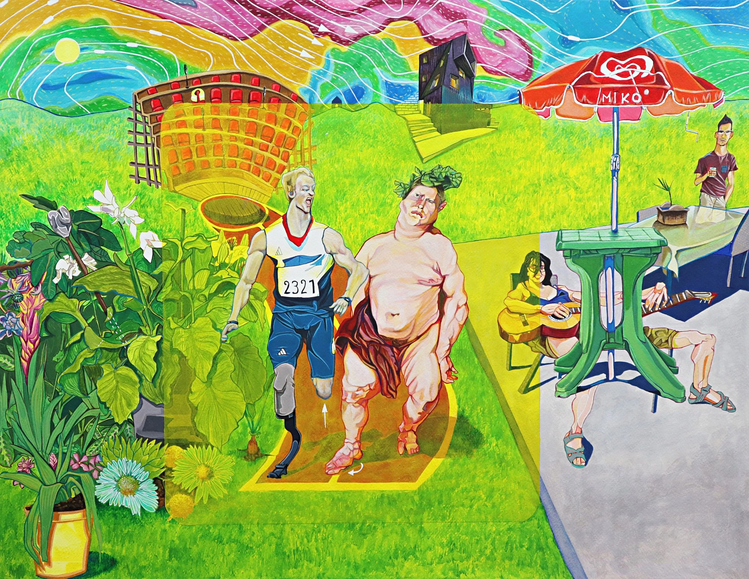 Paradoxe de Xénon, 2020, acrylique sur papier - 58x73x3 cm.