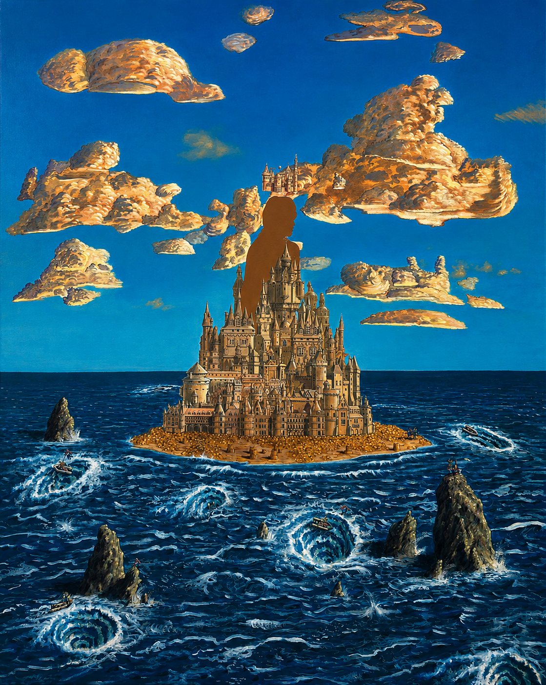 La jeune fille de la tour, 2026, acrylique sur toile, 73x92 cm.