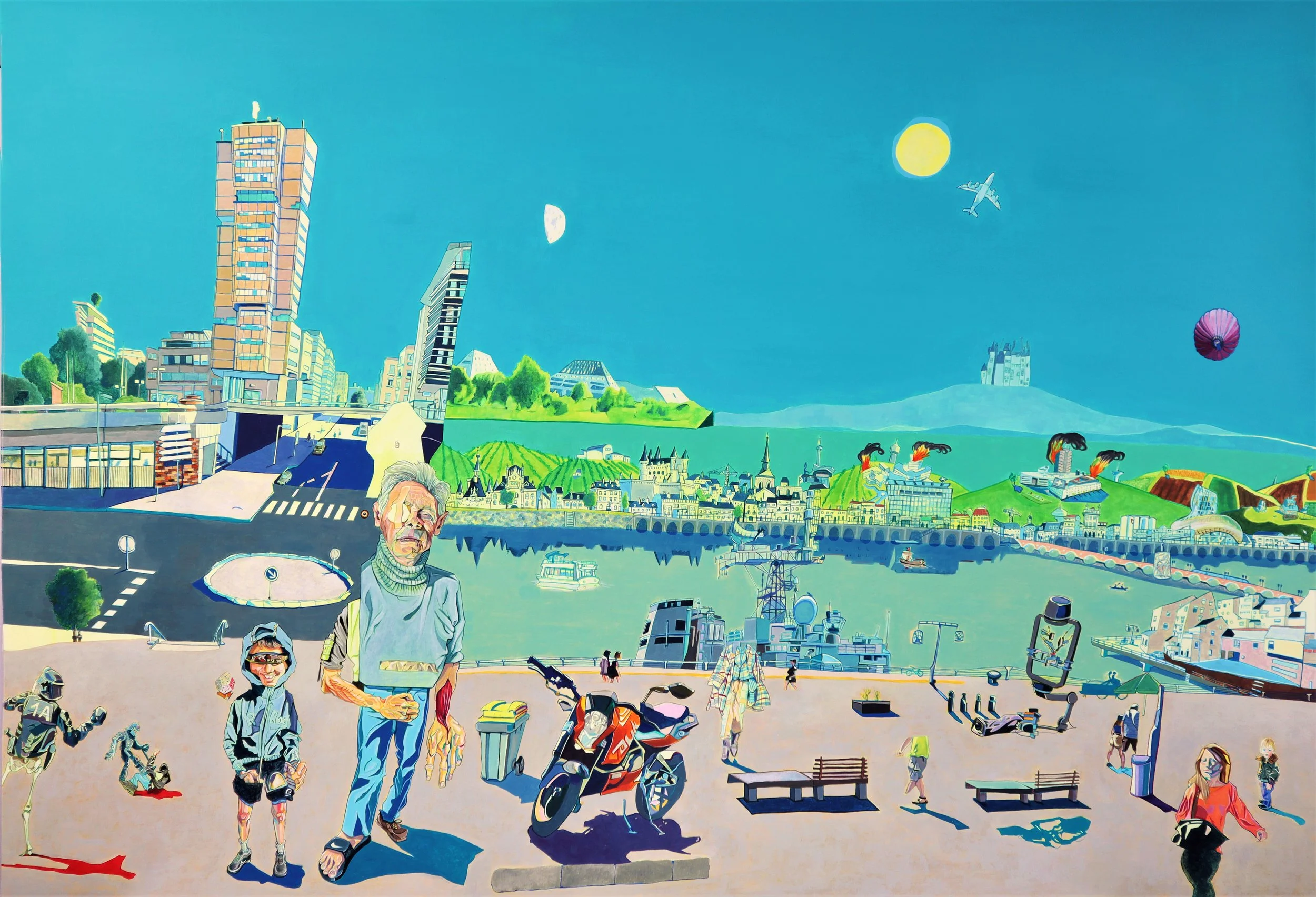 Polyphème et Diogène, 2020, acrylique sur carton, 94x129x2 cm.