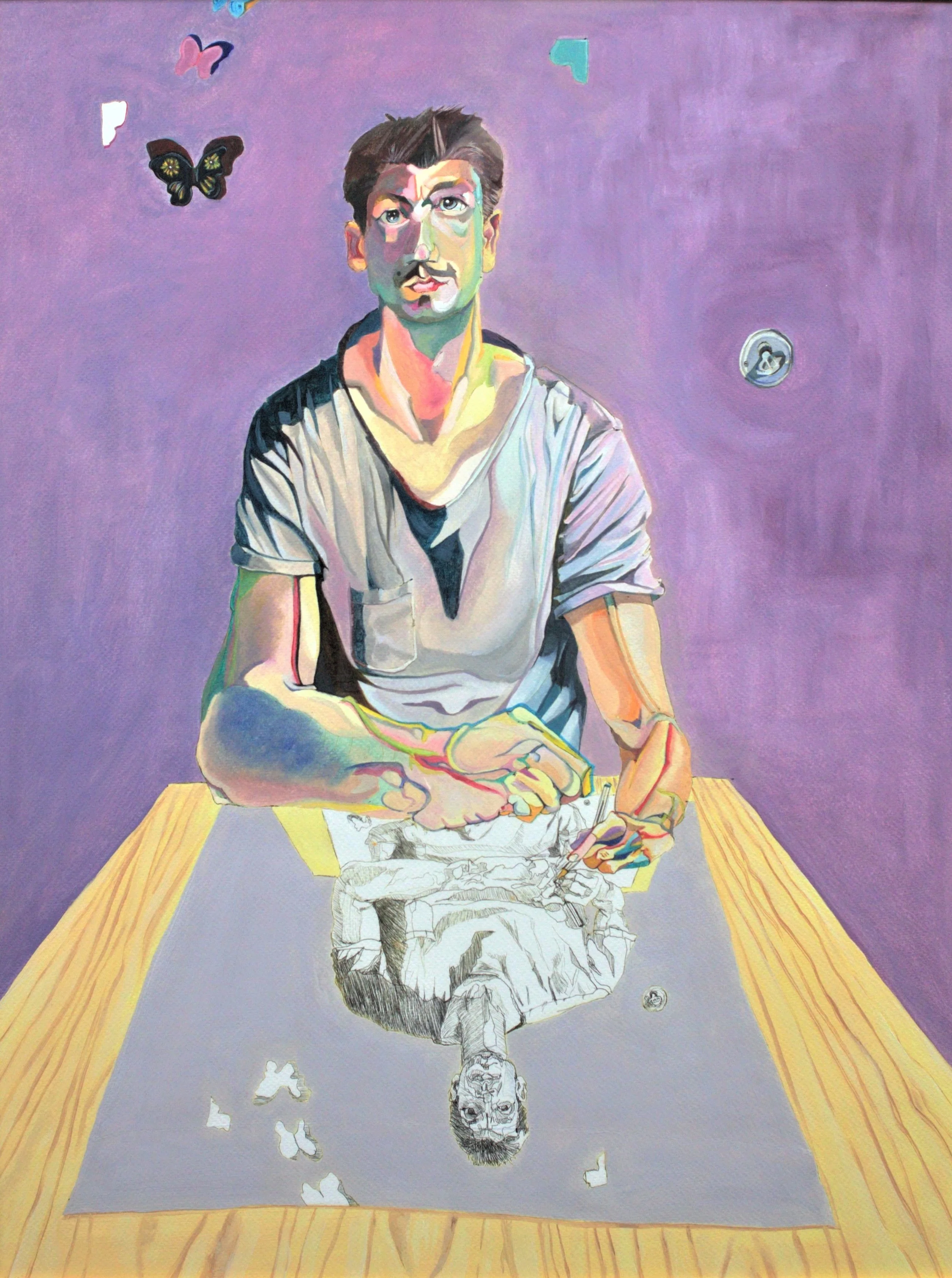 Deep learning, 2020, huile sur papier - 70x55 cm.