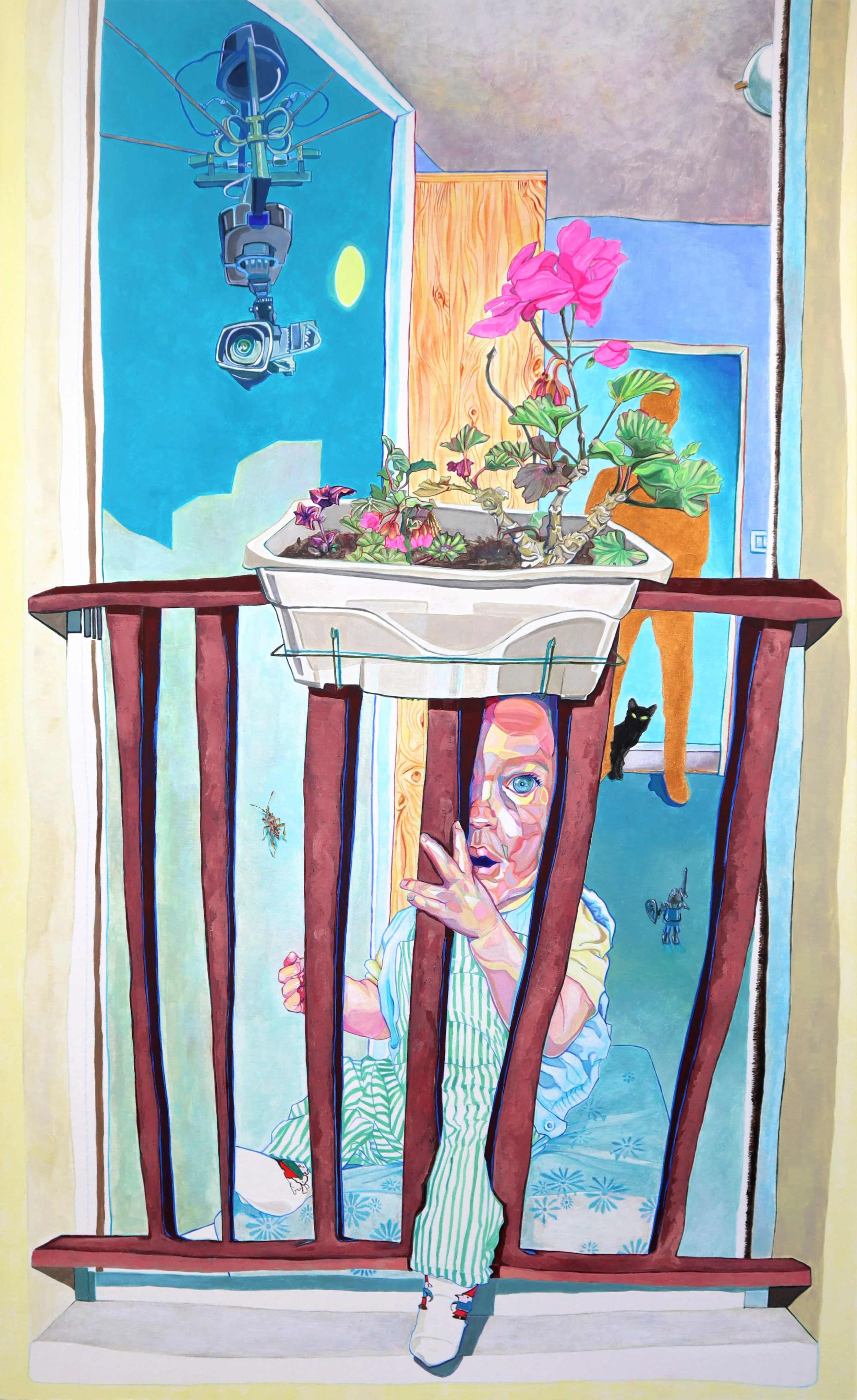 Le cerf-volant, 2021, acrylique sur carton- 69x43 cm.