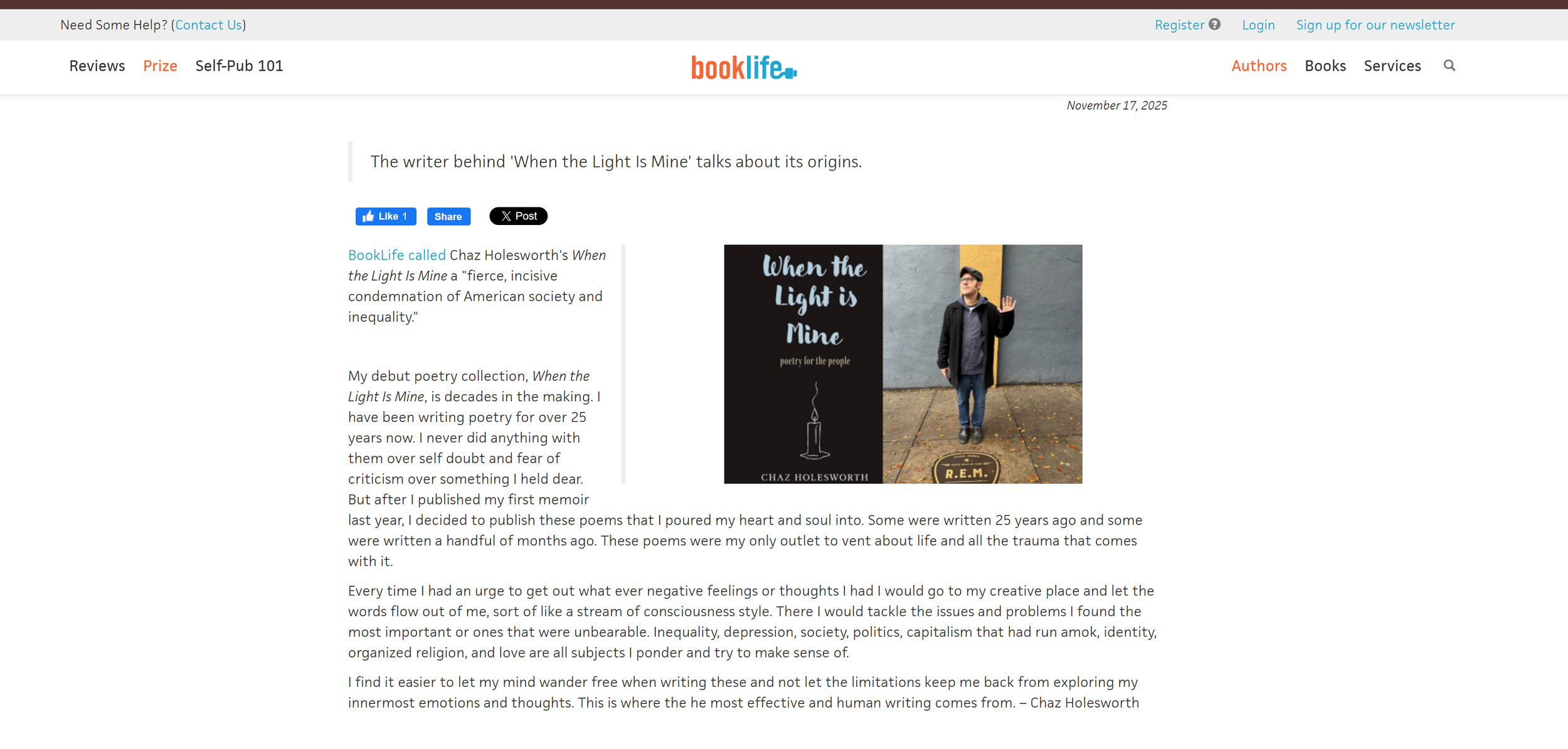 The writer behind 'When the Light Is Mine' talks 