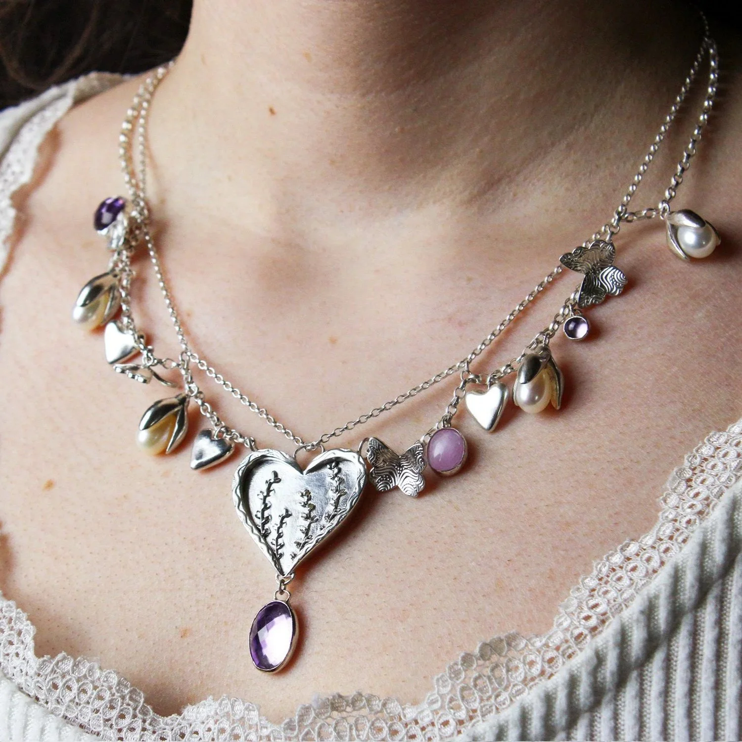 Heart Of The Wood Silver Necklace