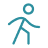 Blue icon of a person walking