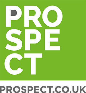 Green background with white text reading "PROSPECT" and a black footer with "PROSPECT.CO.UK"