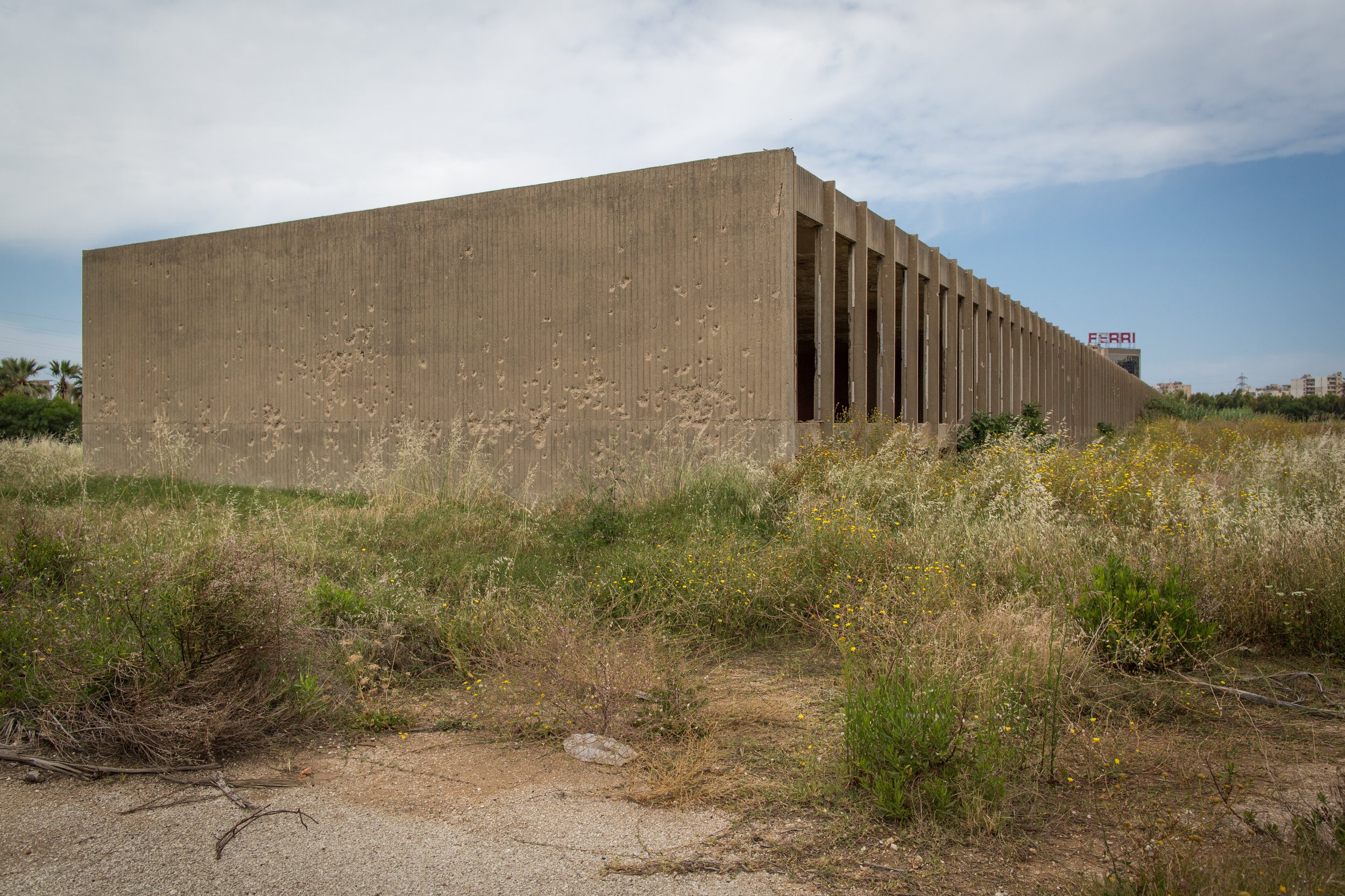 The administrative building with bullet holes in the wall. This was allegedly the site of executions by the Syrian army during the Lebanese civil war.