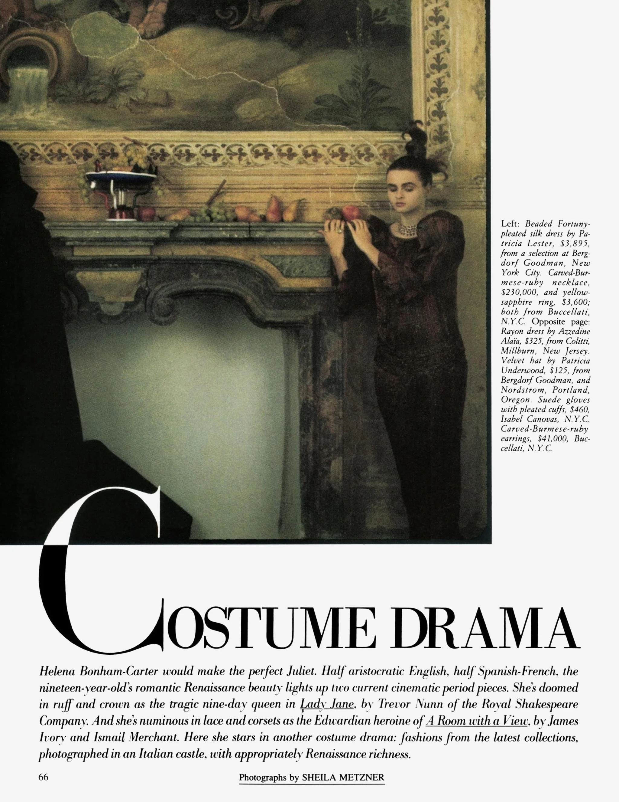 Helena Bonham-Carter by Sheila Metzner - Vanity Fair (US), February 1986