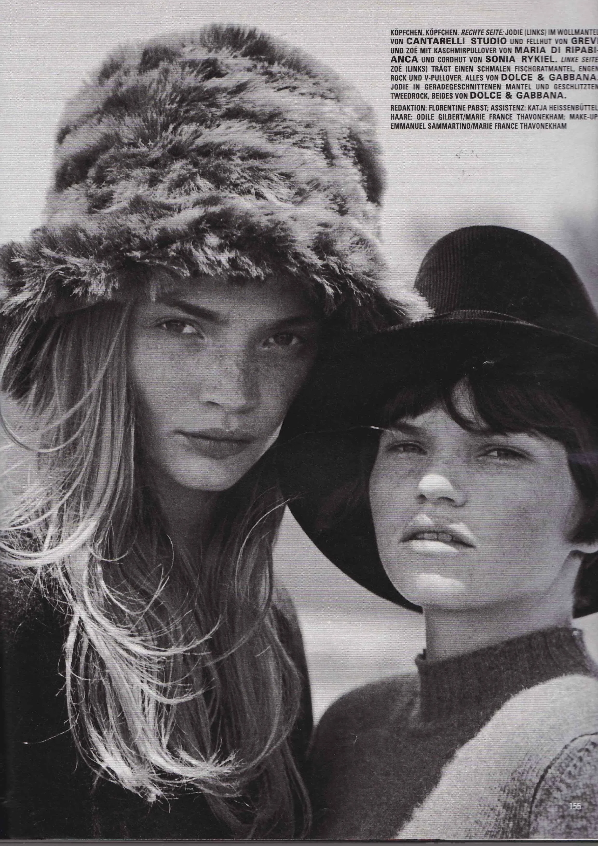 Jodie Kidd, Zoe Gaze by Peter Lindbergh - Marie Claire (Germany), October 1998