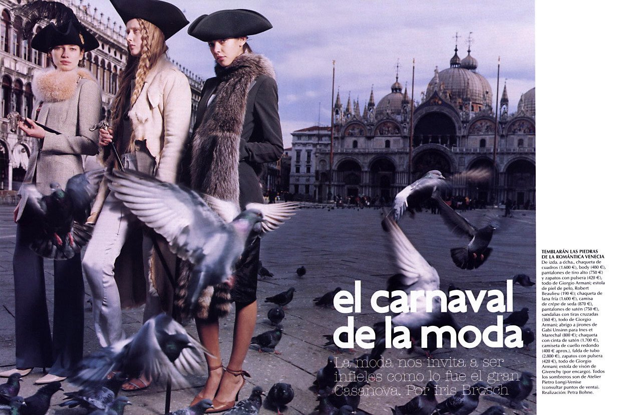 Audrey Tchekova in Venice by Iris Brosch, Vogue Spain, February 2003