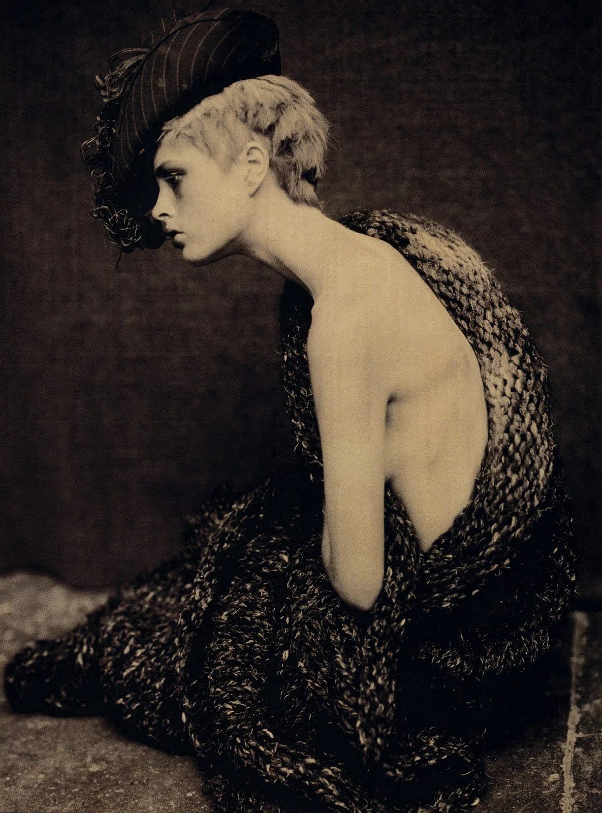 Kylie Bax  in Prudence Millinery hat by Paolo Roversi for VOGUE Italia, December 1996