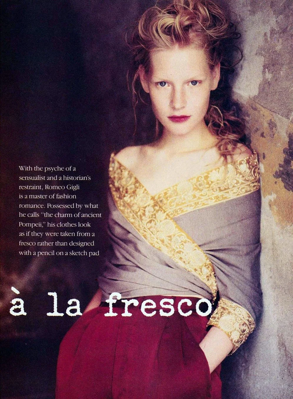 Kirsten Owen by Paolo Roversi for Romeo Gigli, Vogue US January 1989