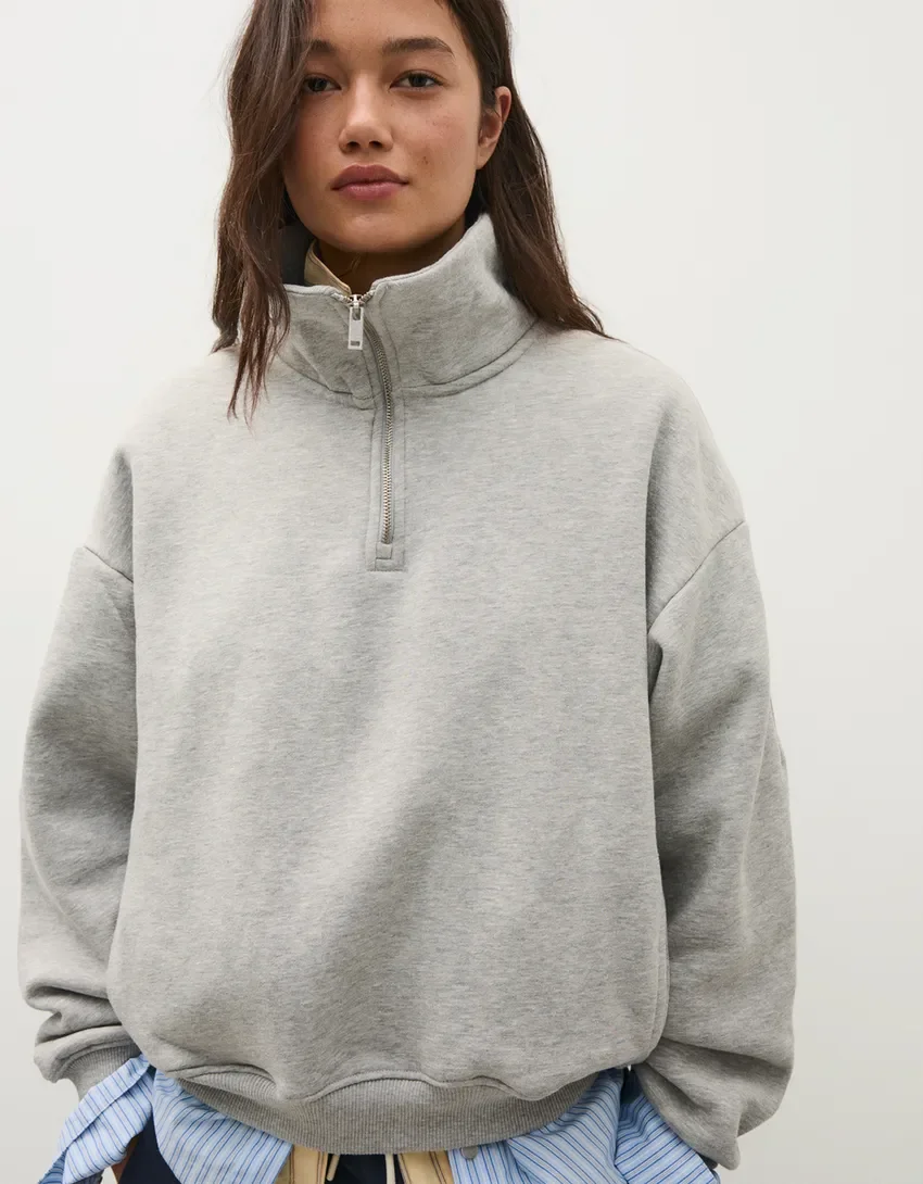  BERSHKA  
Mock Neck Zip Up Sweatshirt 
$45.90