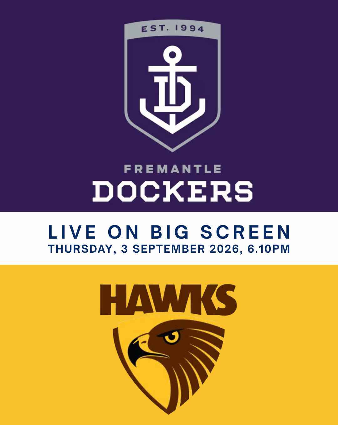 AFL ON BIG SCREEN IN NORTH PERTH