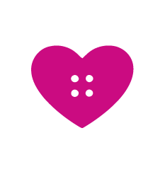 Pink heart with four black dots inside, black background