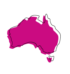 Outline map of Australia filled with purple color