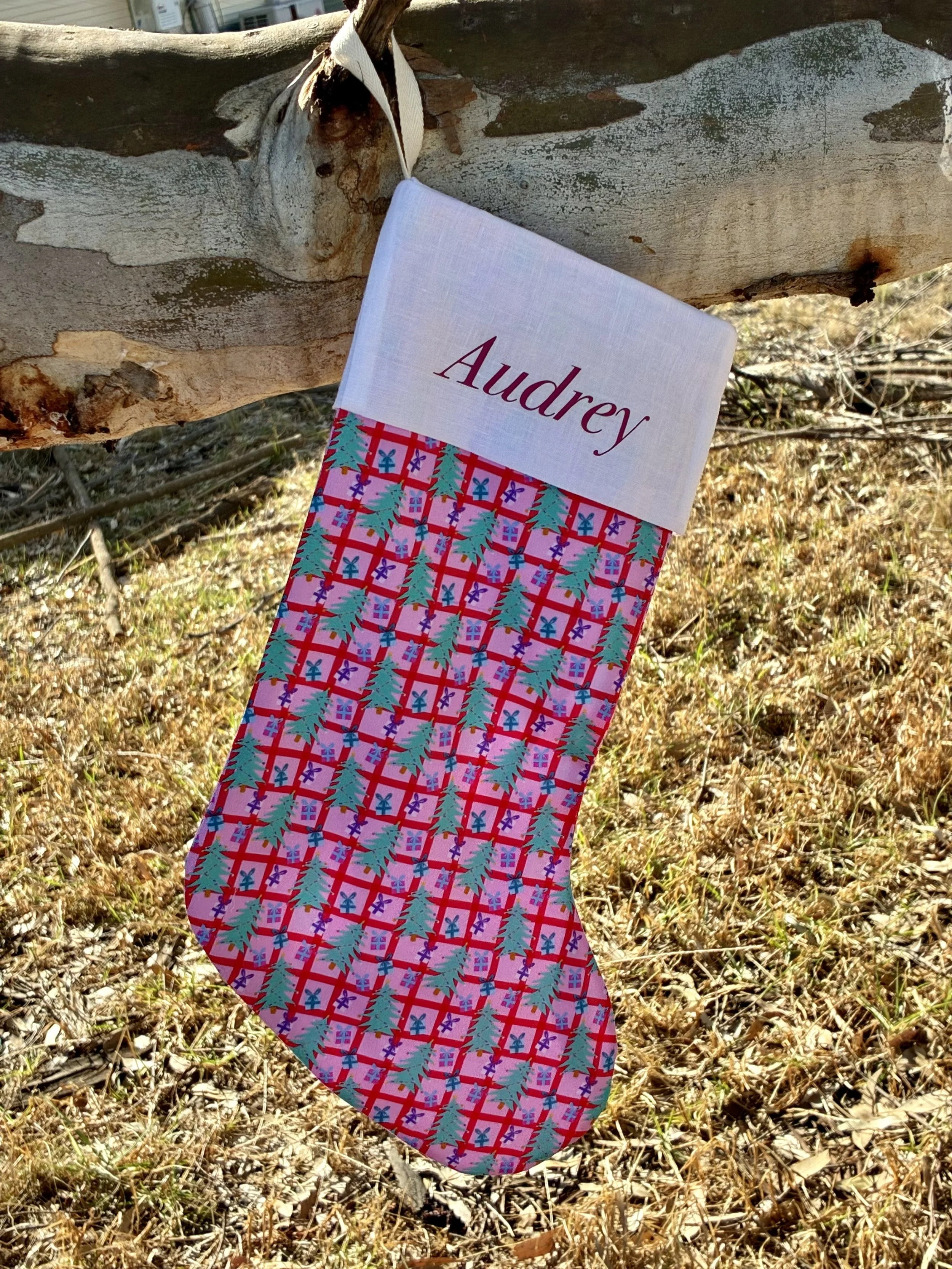 Christmas Stockings - Pink Gingham Christmas Tree