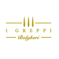 Logo for I Greppi Bolgheri, featuring three golden vertical lines above the name