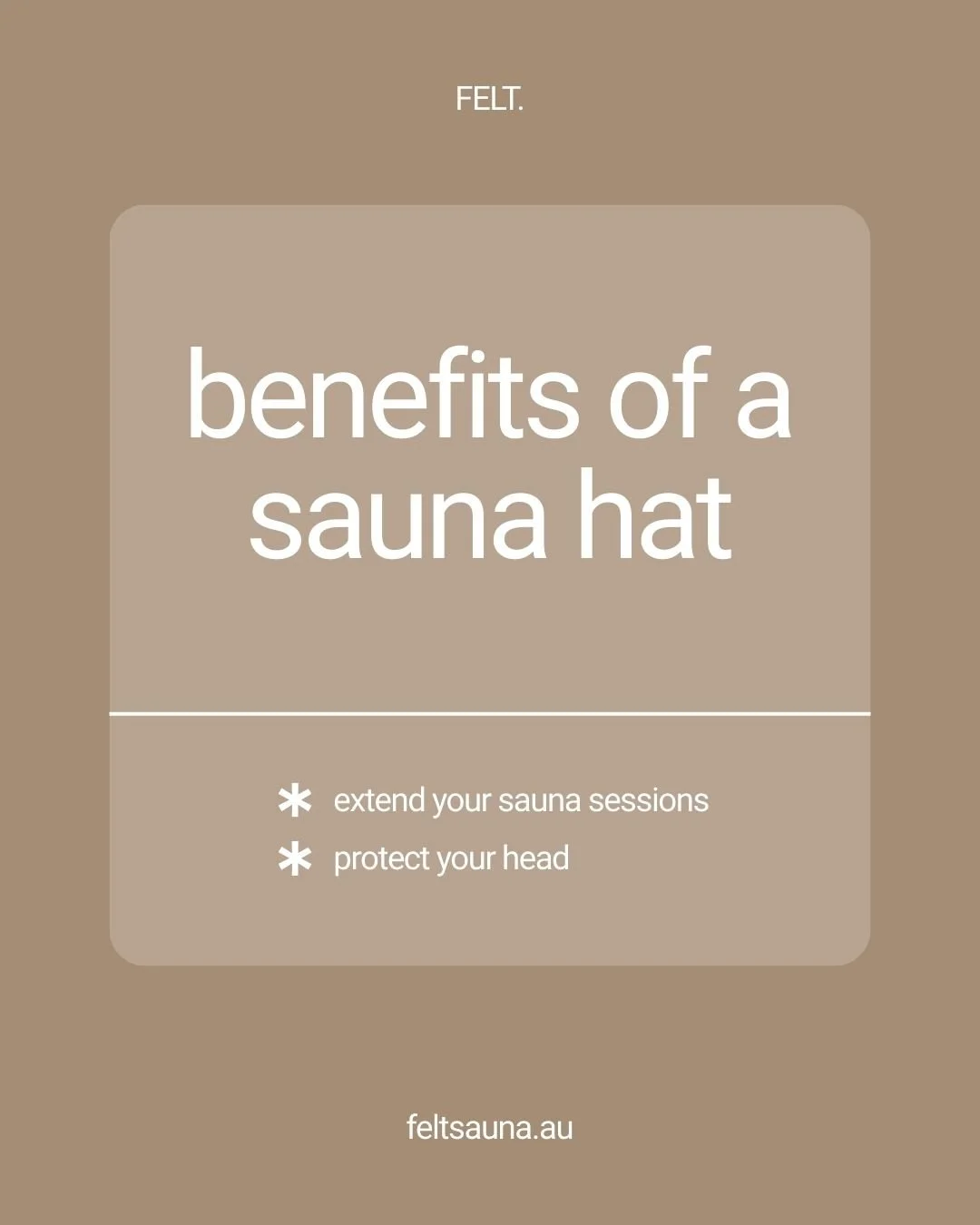 Ever wonder why you can't last longer in the sauna? It could be your head.

The air around your head can be 10-15&deg;C hotter than at chest level, forcing you to leave before your body has unlocked the full health benefits. A sauna hat is the simple