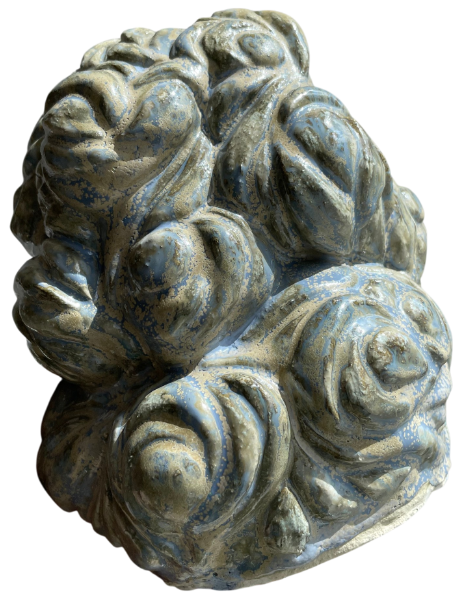 big ceramic abstract sculpture in green glaze