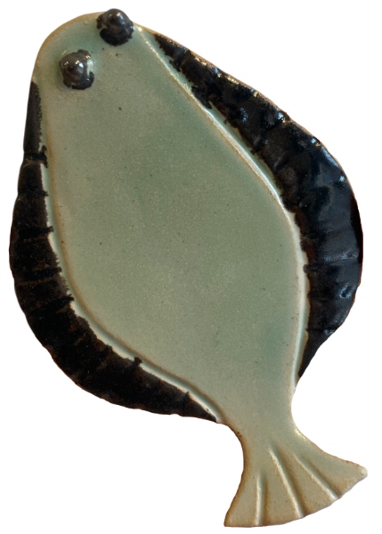 cute ceramic flounder in green colors