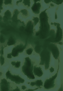 Abstract green watercolor painting with various shades of green and abstract shapes.